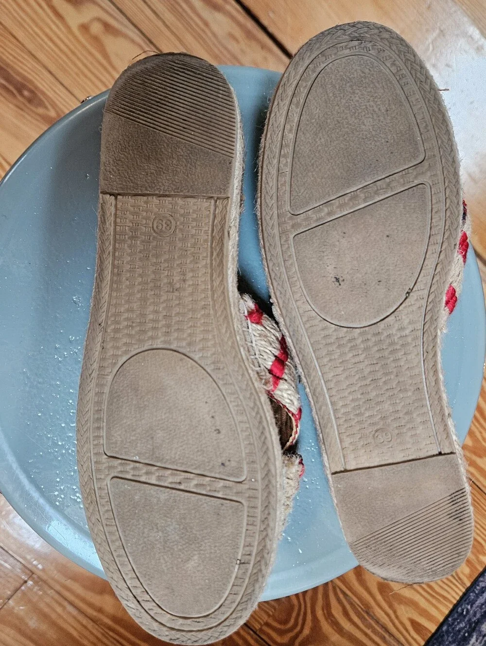 Mudo Jute Espadrille Red & Natural Slide Sandals - Women 9